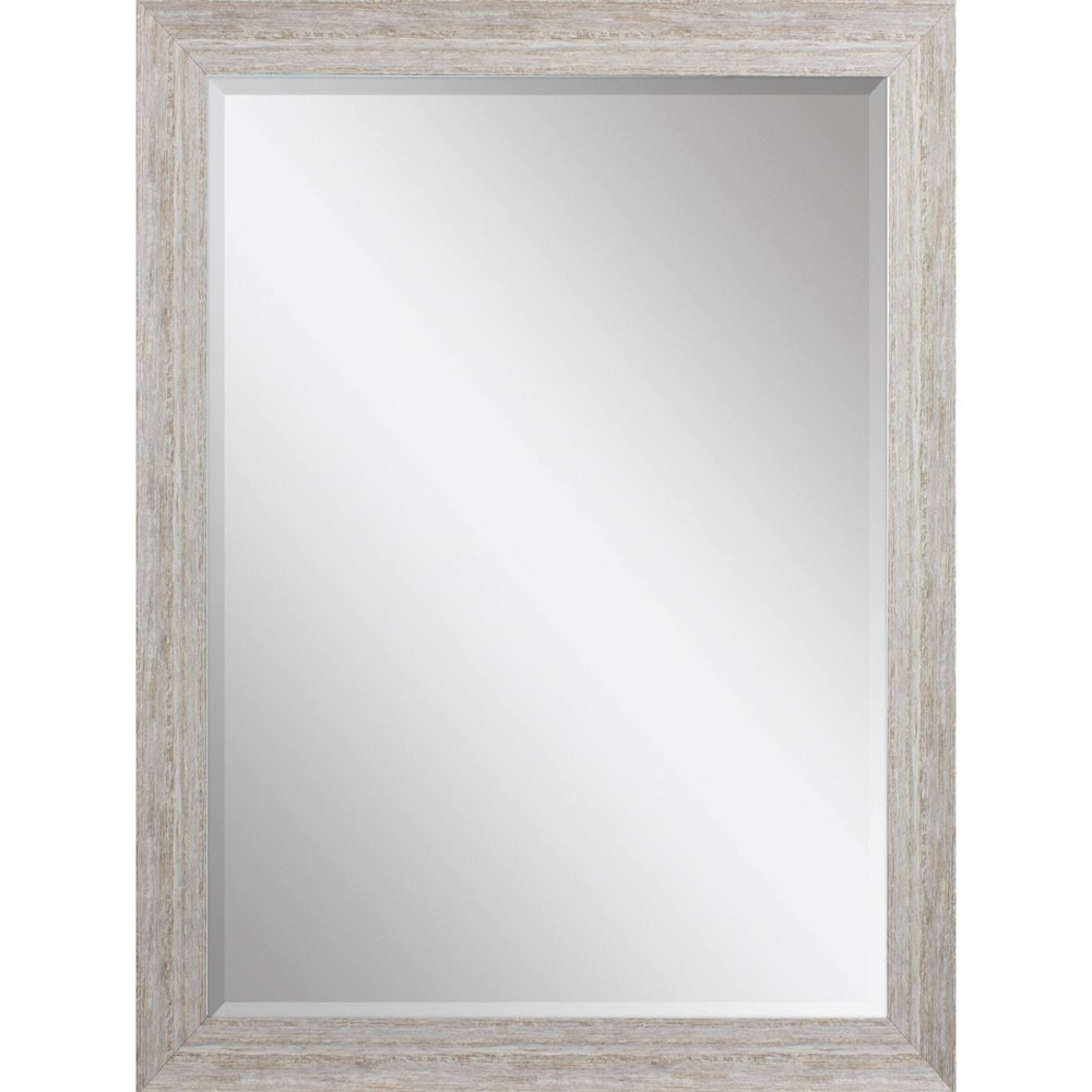 White Distressed Wood Framed Accent Mirror - 40-inch