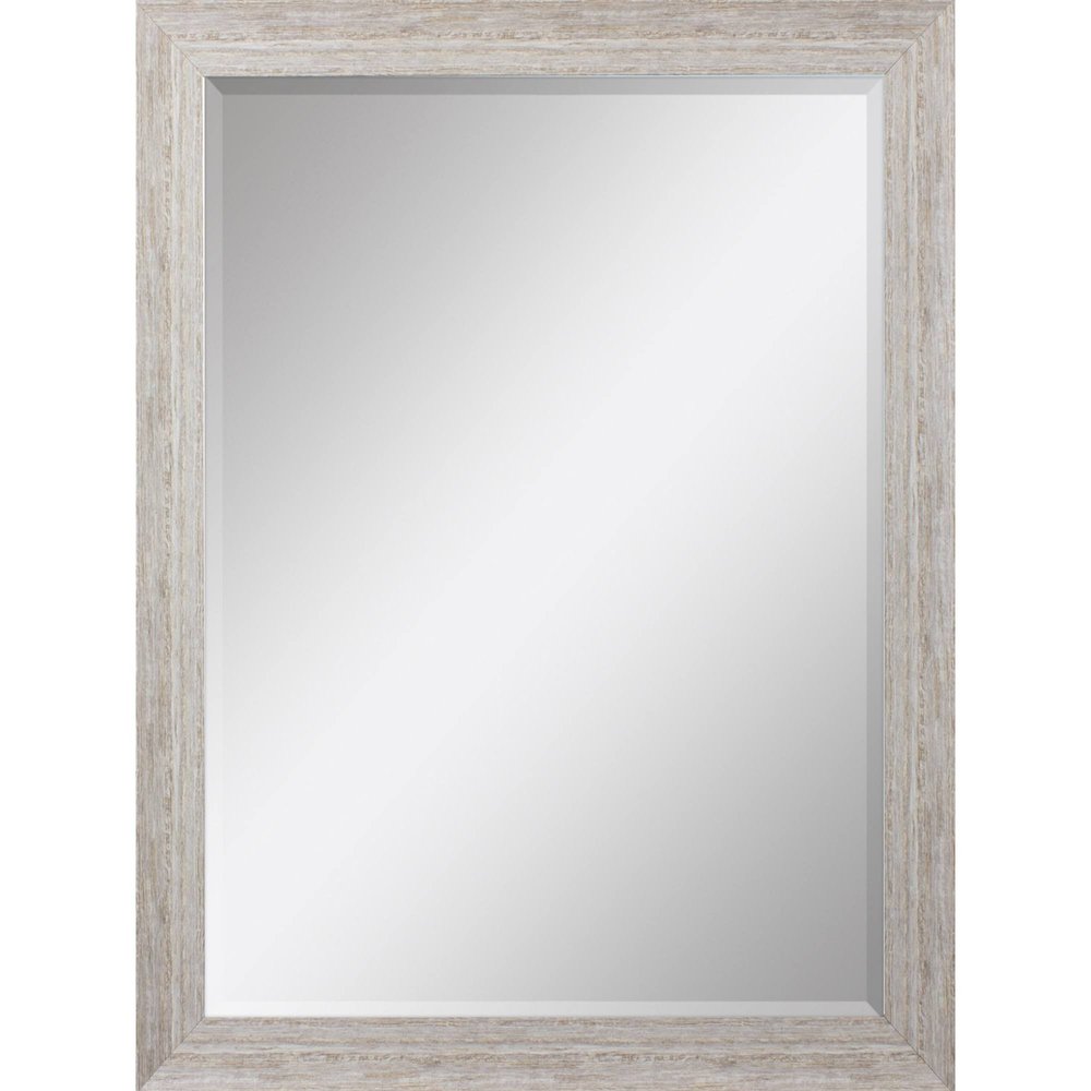 White Distressed Wood Framed Accent Mirror - 40-inch