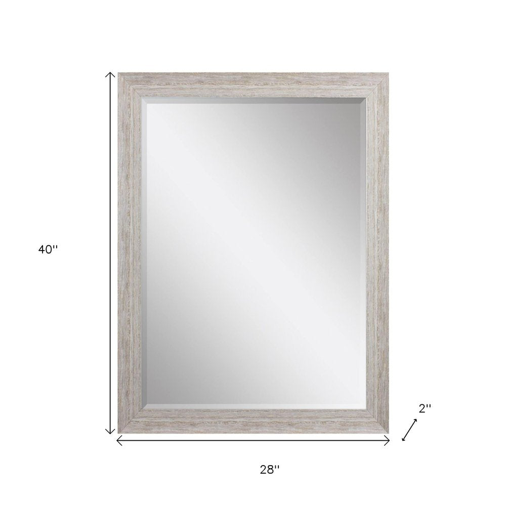 White Distressed Wood Framed Accent Mirror - 40-inch
