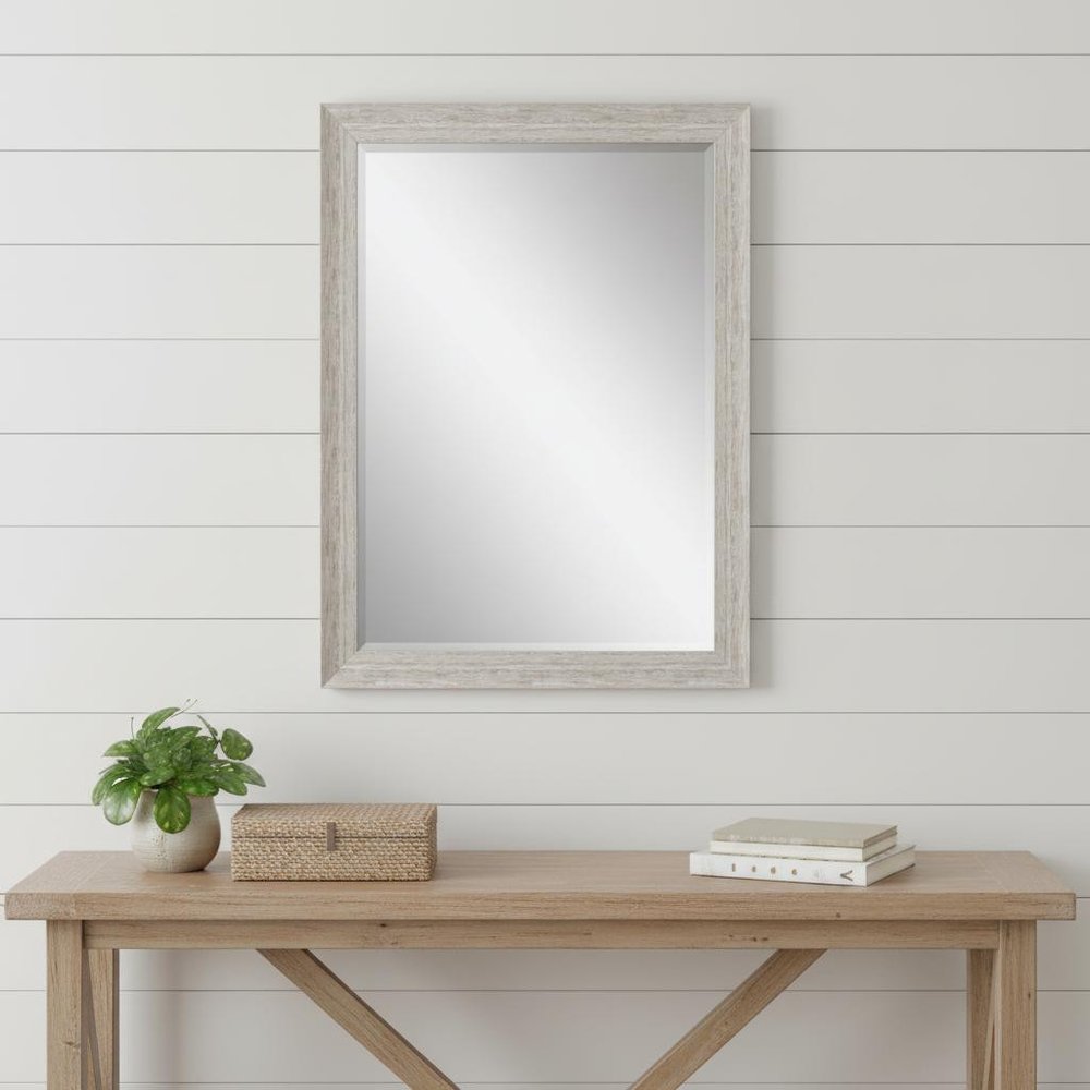 White Distressed Wood Framed Accent Mirror - 40-inch