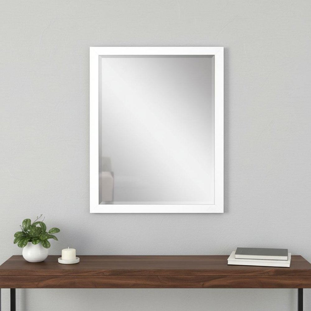 White Framed Accent Mirror - 31-inch