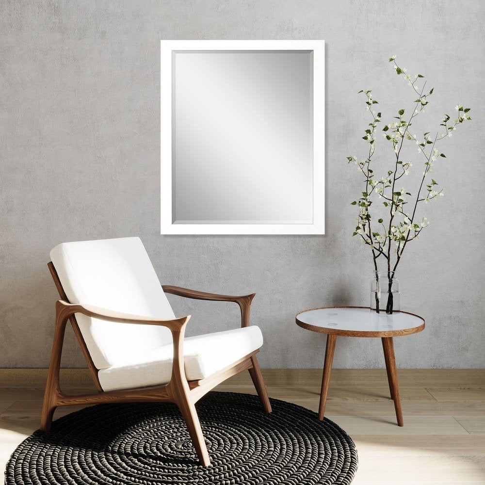 White Framed Accent Mirror - 33-inch