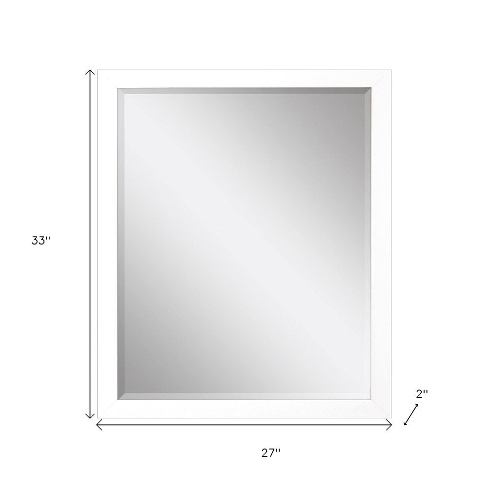 White Framed Accent Mirror - 33-inch
