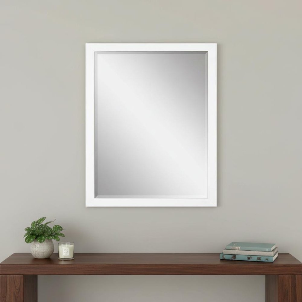 White Framed Accent Mirror - 33-inch