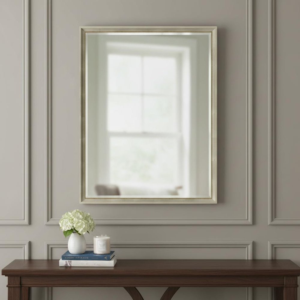 Silver Wood Accent Mirror - 50-inch