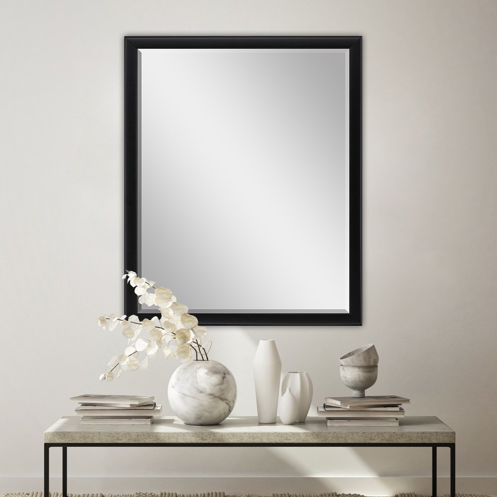 Black Solid Wood Framed Accent Mirror - 50-inch