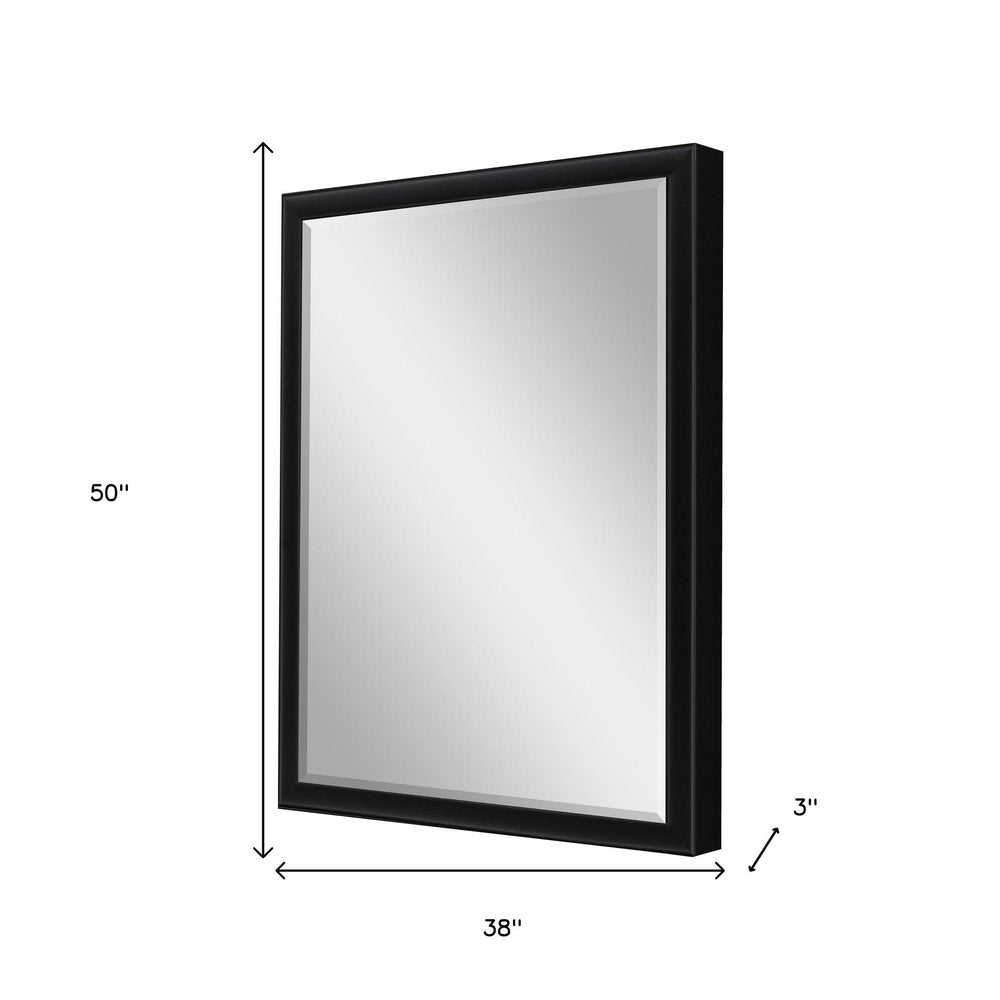 Black Solid Wood Framed Accent Mirror - 50-inch