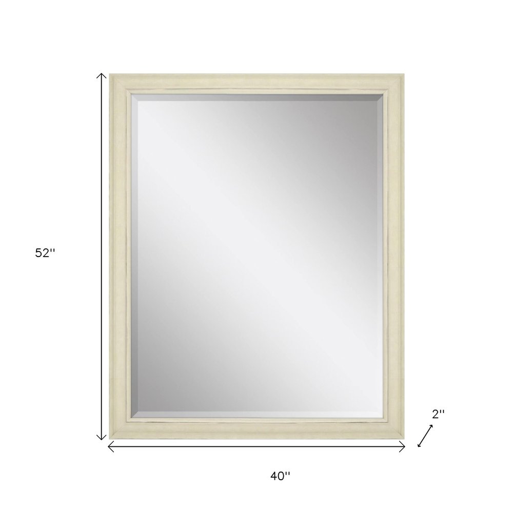 Ivory Distressed Wood Framed Accent Mirror - 52-inch
