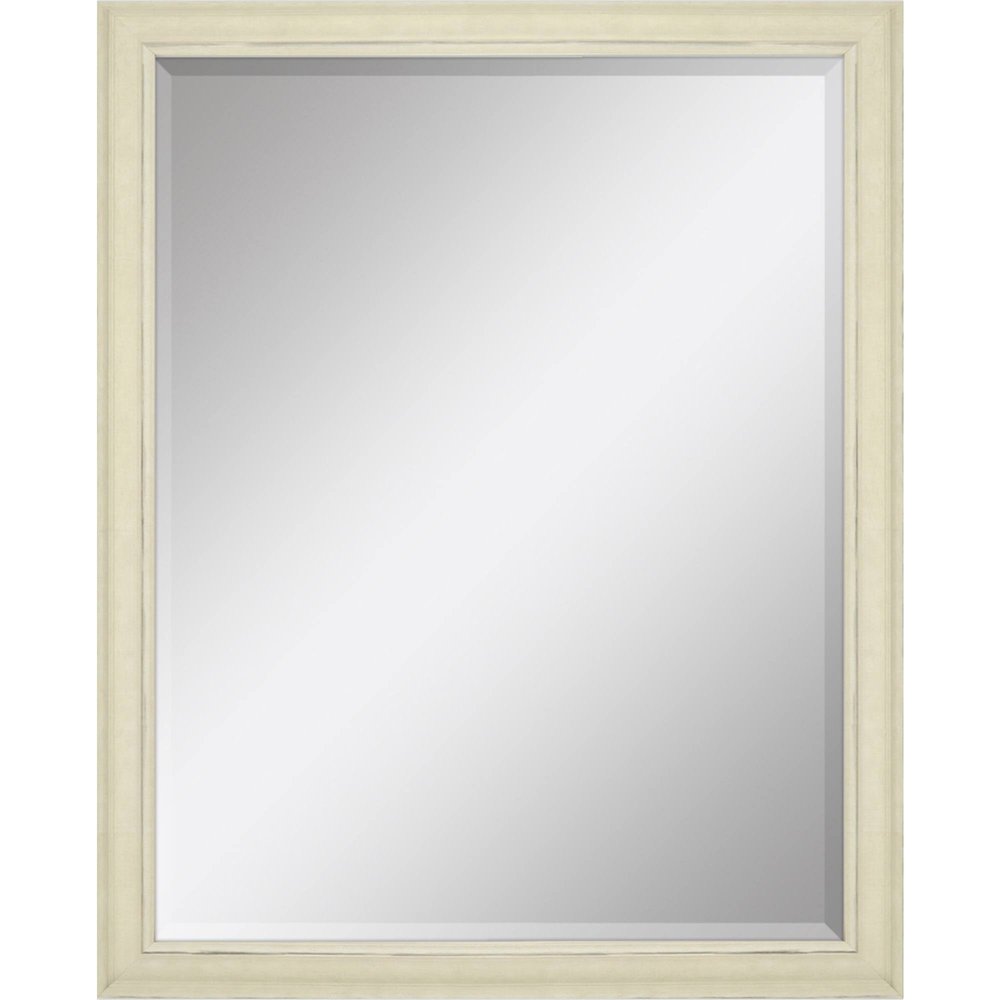 Ivory Distressed Wood Framed Accent Mirror - 52-inch