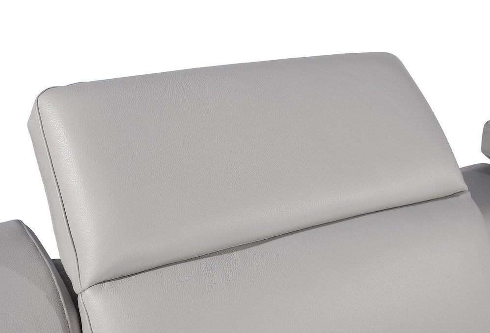 Light Gray Italian Leather Reclining USB Sofa - 103-inch