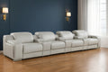 Light Gray Italian Leather Reclining USB Sofa - 169-inch