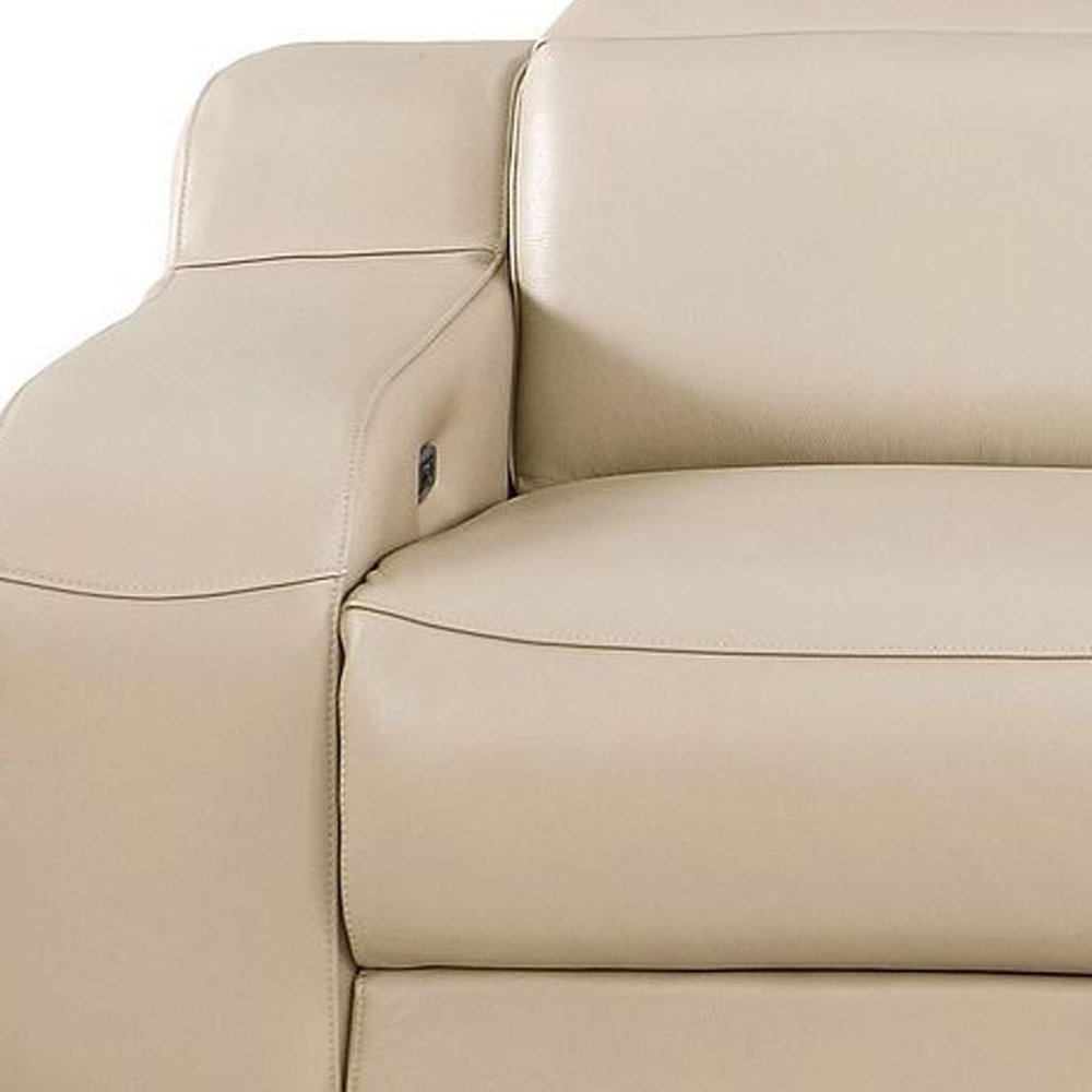 Light Gray Italian Leather Reclining USB Sofa - 103-inch