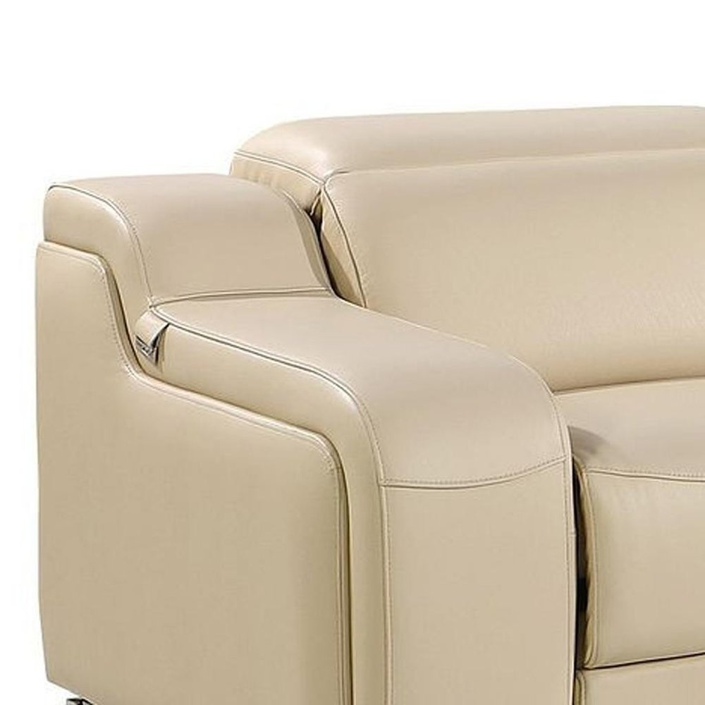 Light Gray Italian Leather Reclining USB Sofa - 169-inch