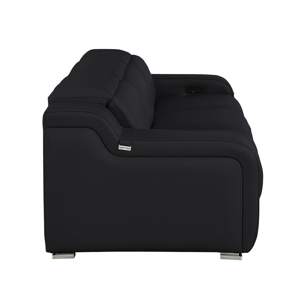 Light Gray Italian Leather Reclining USB Sofa - 103-inch