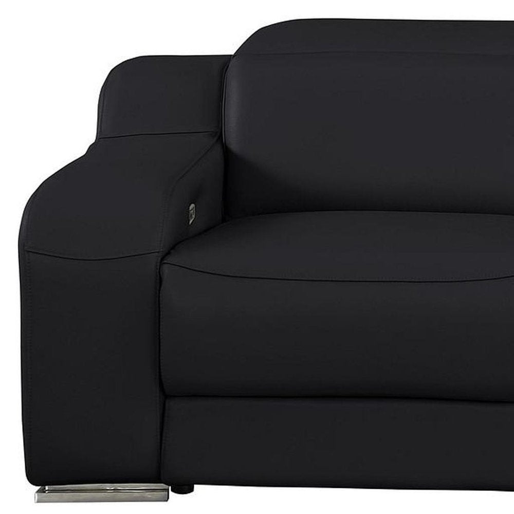 Light Gray Italian Leather Reclining USB Sofa - 103-inch