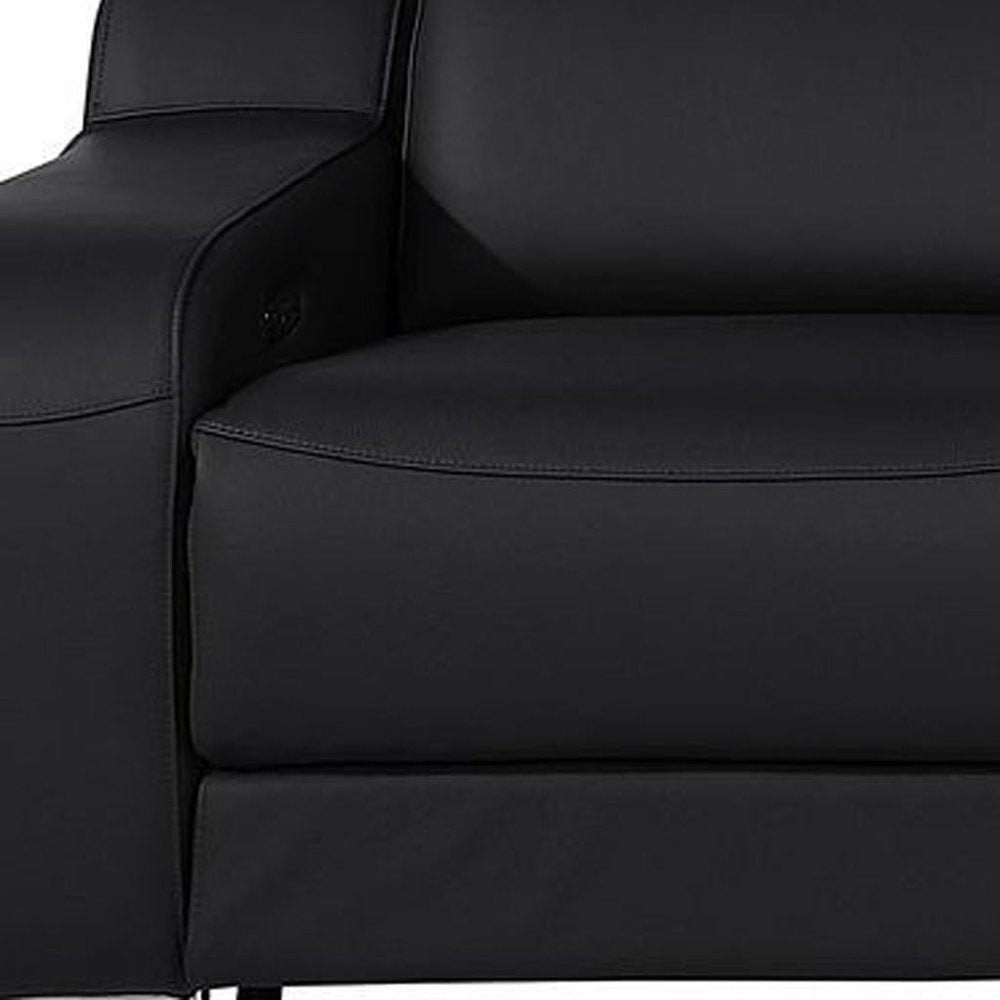 Light Gray Italian Leather Reclining USB Sofa - 129-inch