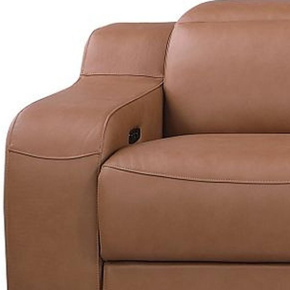 Light Gray Italian Leather Reclining USB Sofa - 169-inch