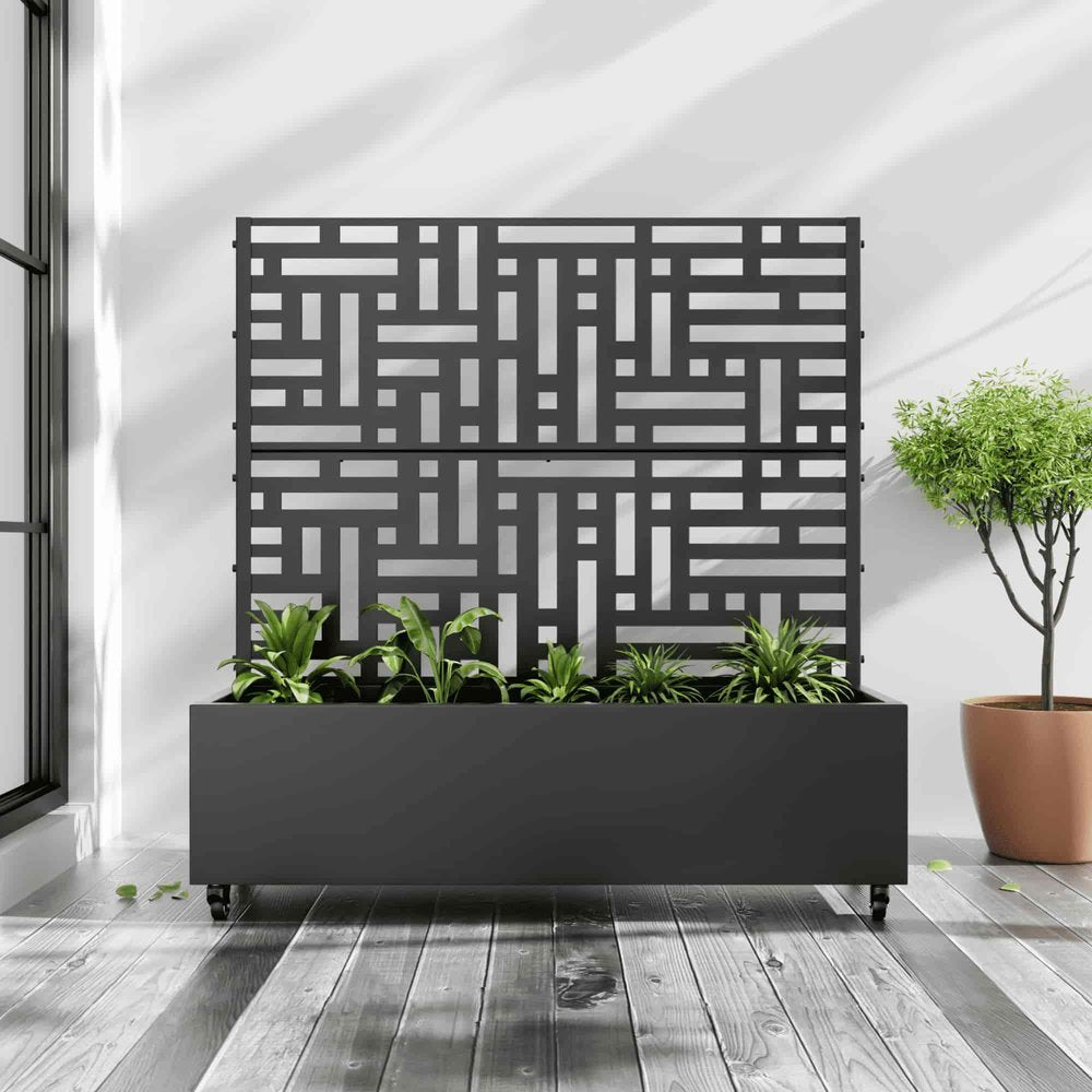 Black Metal Rectangular Planter Box - 47 X 47-inch