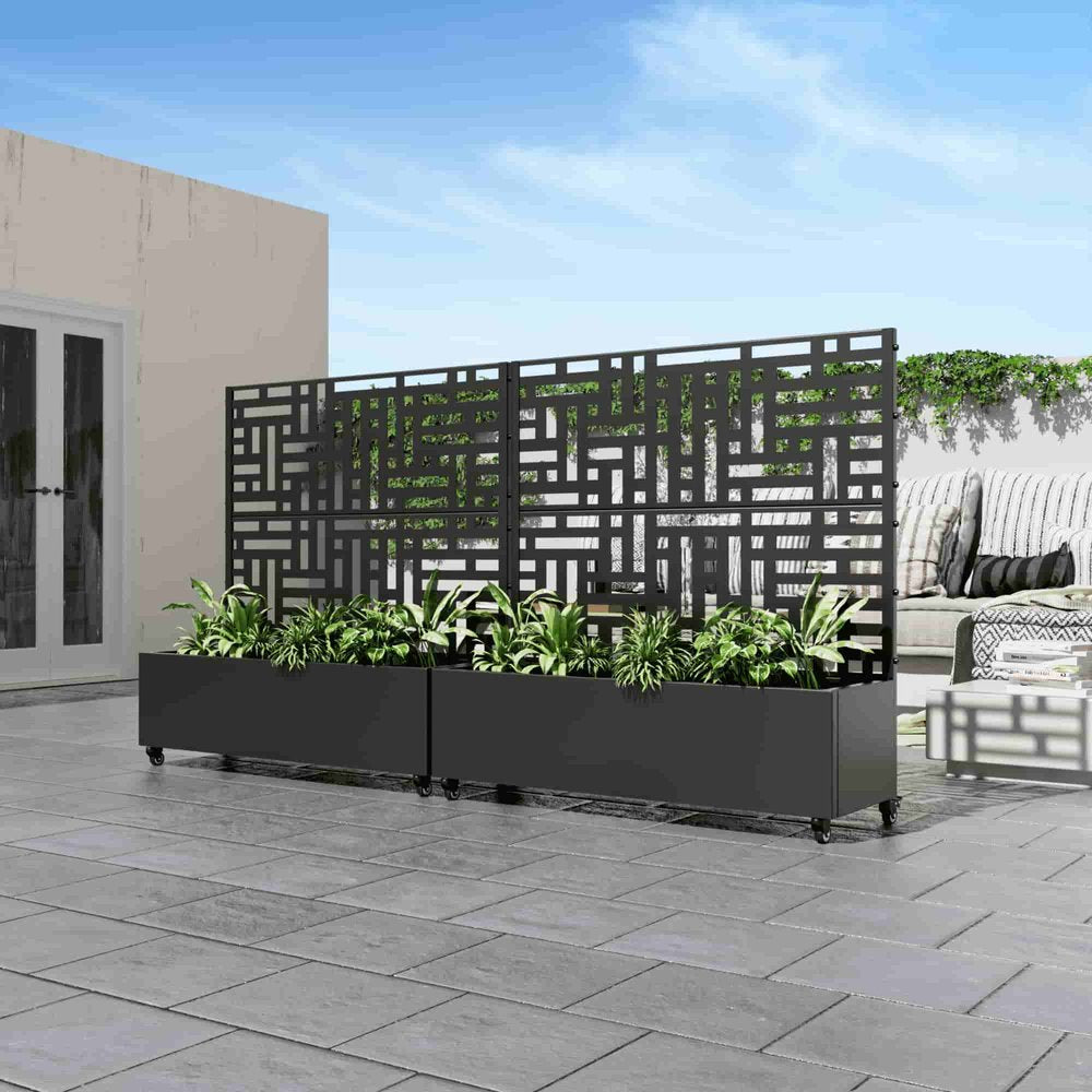 Black Metal Rectangular Planter Box - 47 X 47-inch