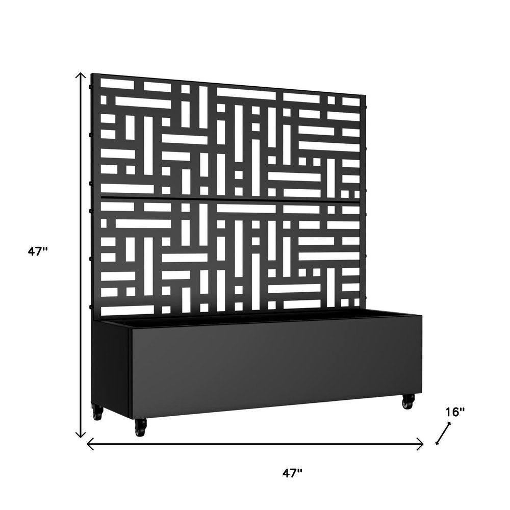 Black Metal Rectangular Planter Box - 47 X 47-inch