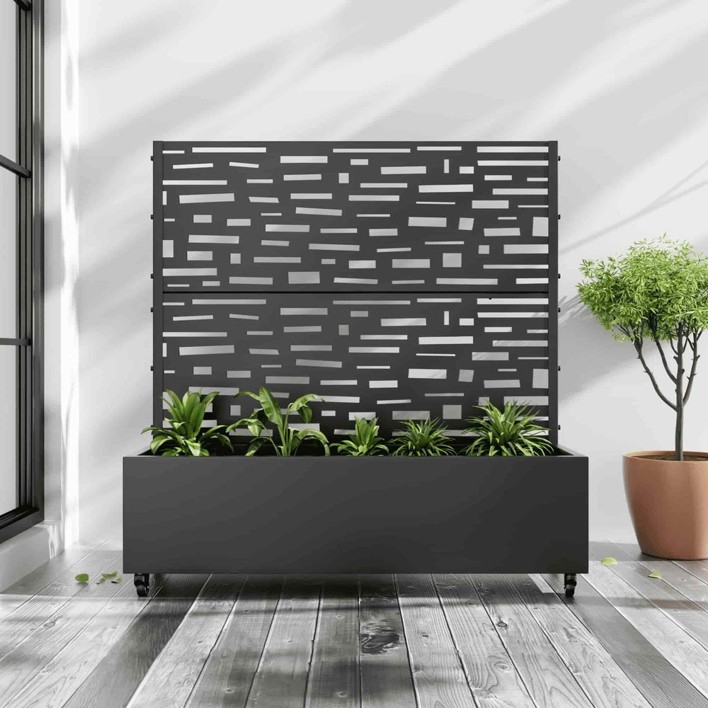 Black Metal Rectangular Planter Box - 47 X 47-inch