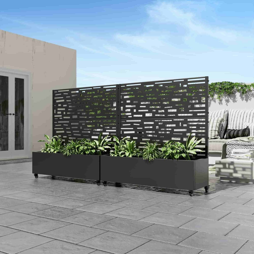 Black Metal Rectangular Planter Box - 47 X 47-inch