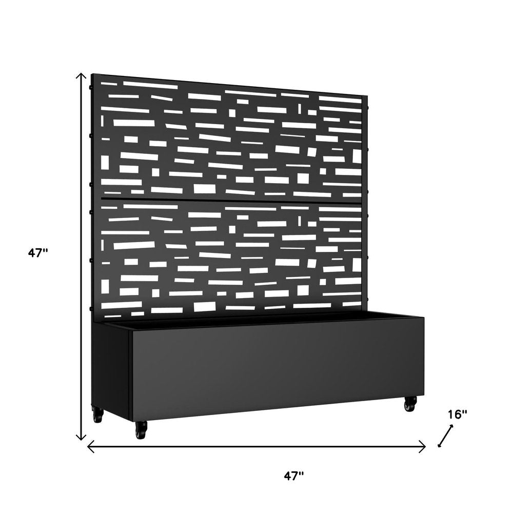 Black Metal Rectangular Planter Box - 47 X 47-inch