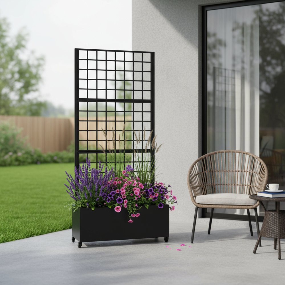 Black Metal Rectangular Planter Box - 72 X 35-inch