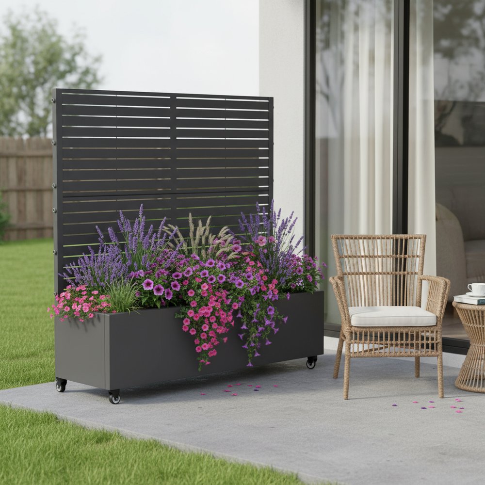 Gray Metal Rectangular Planter Box - 47 X 47-inch