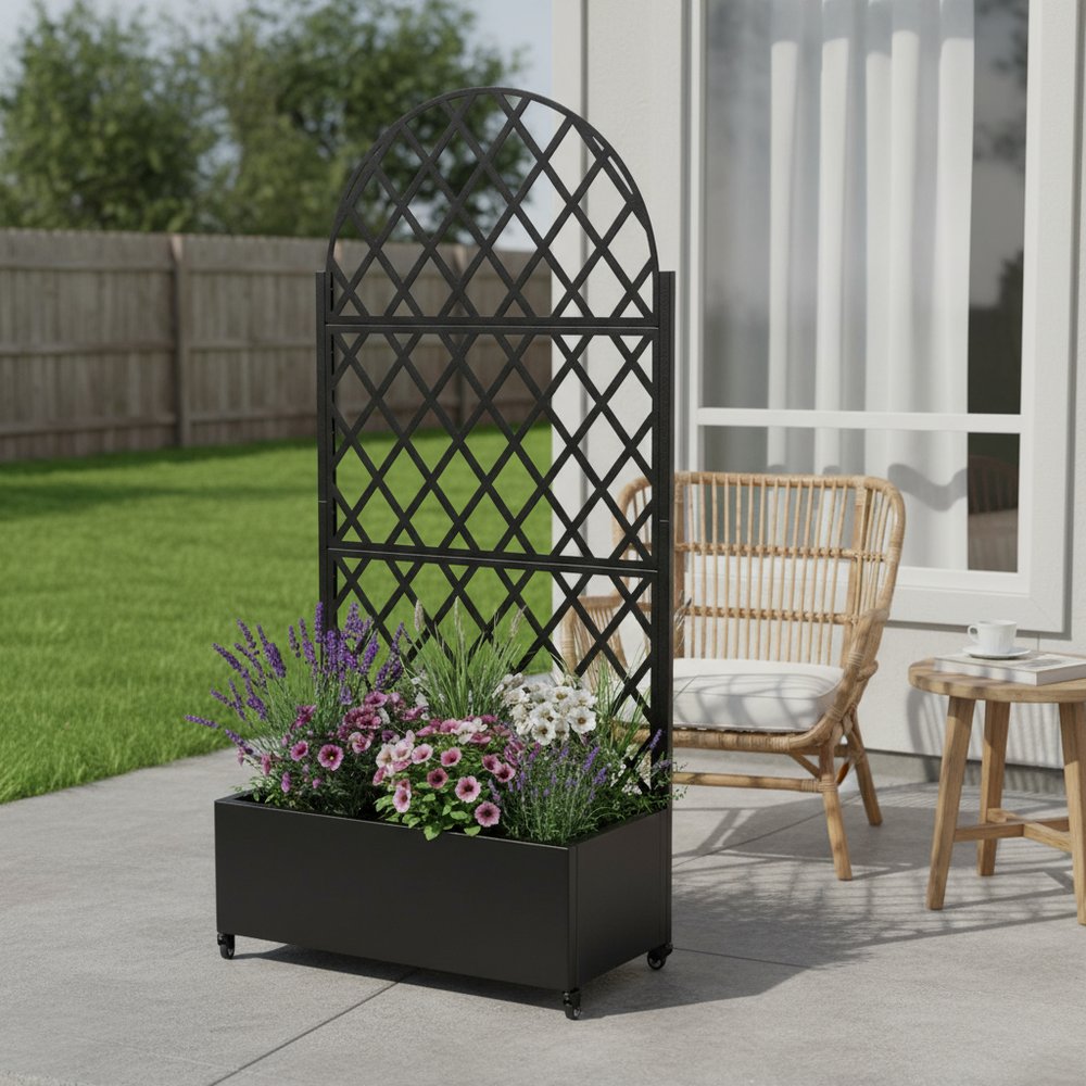 Black Metal Rectangular Planter Box - 72 X 35-inch