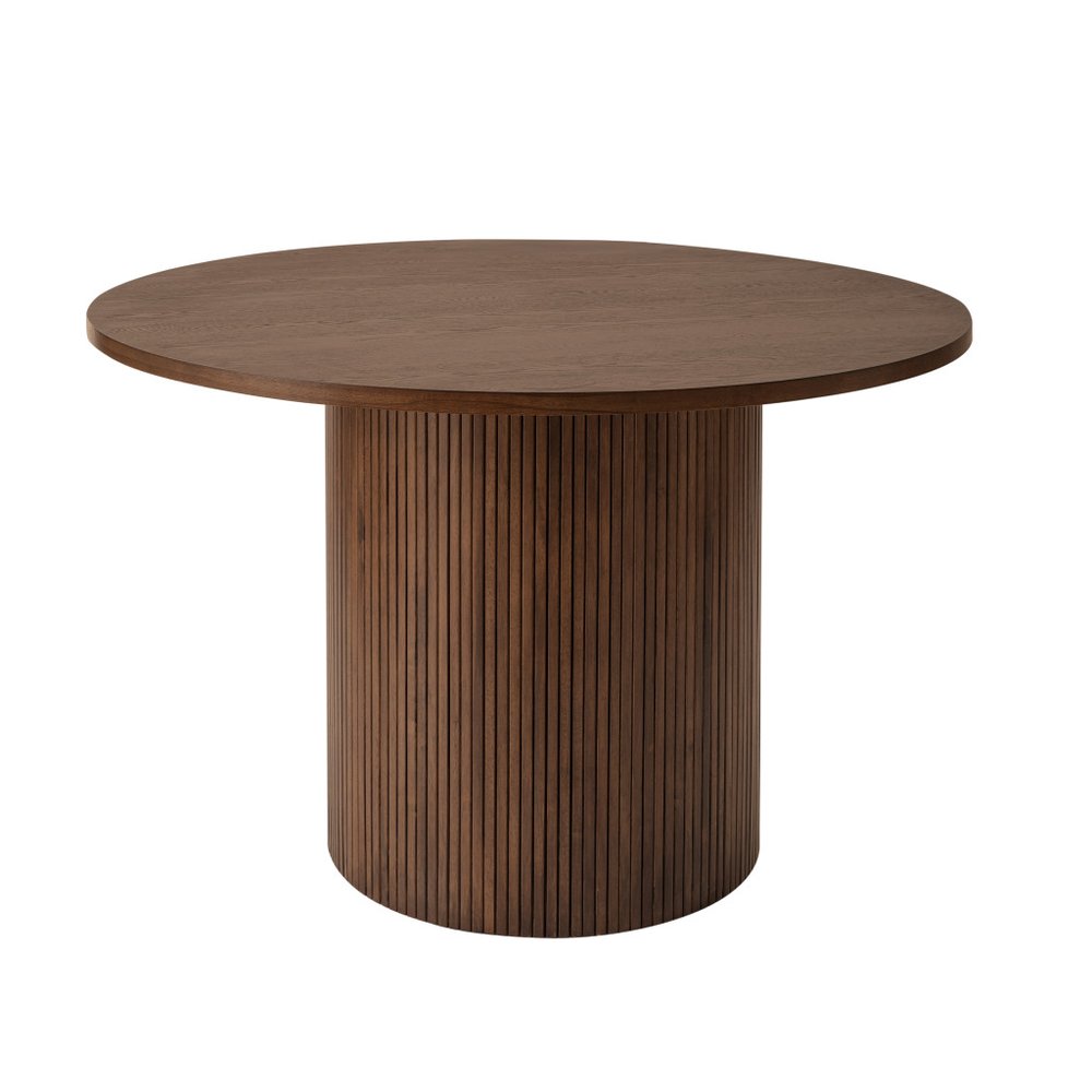 Walnut Solid Wood Pedestal Base Round Top Dining Table - 47-inch