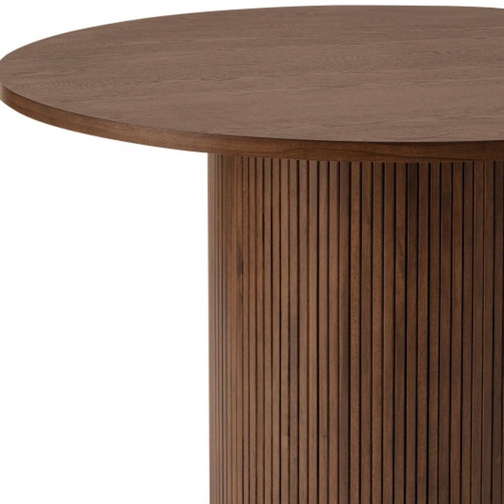 Walnut Solid Wood Pedestal Base Round Top Dining Table - 47-inch