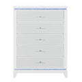 White Faux Crystal Glitter Wood Lighted Five Drawer Dresser - 36-inch