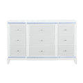 White Faux Crystal Glitter Wood Lighted Nine Drawer Triple Dresser - 62-inch