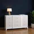 White Faux Crystal Glitter Wood Lighted Nine Drawer Triple Dresser - 62-inch