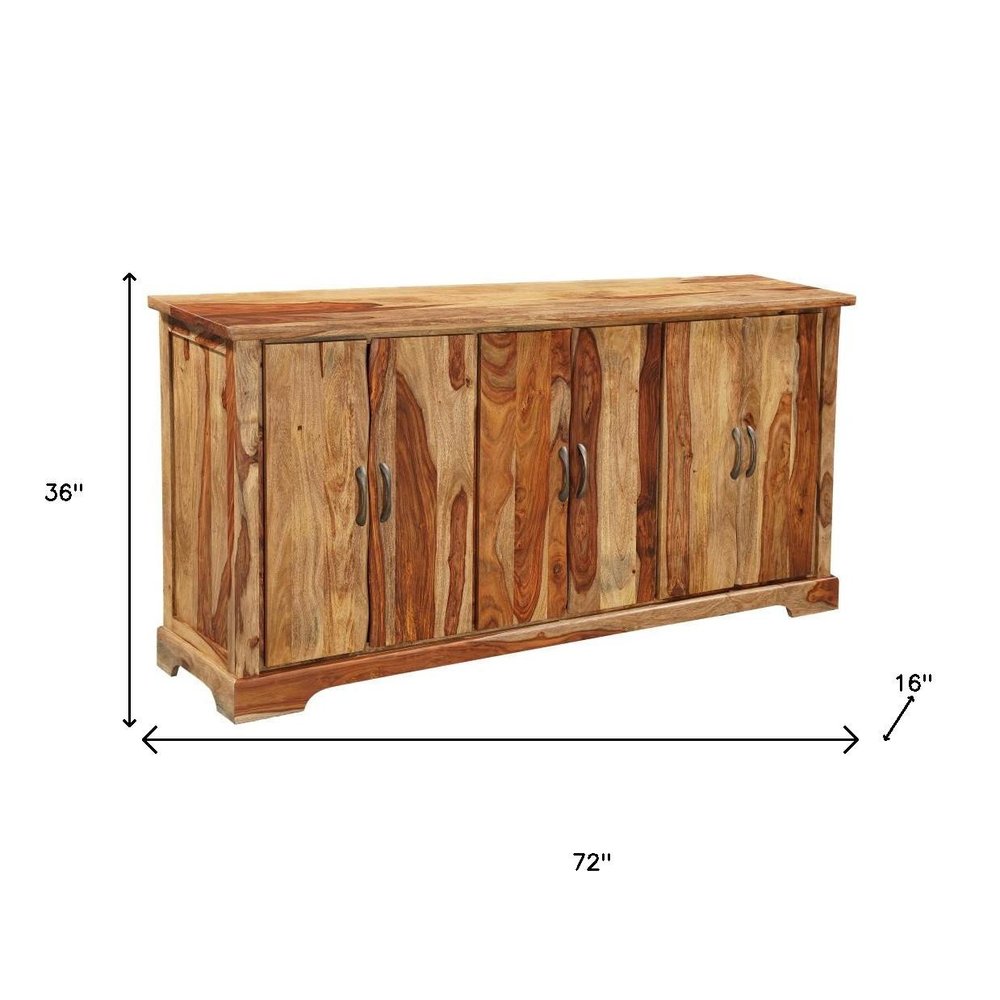 Brown Solid Wood Live Edge Sideboard with Six Doors - 72-inch