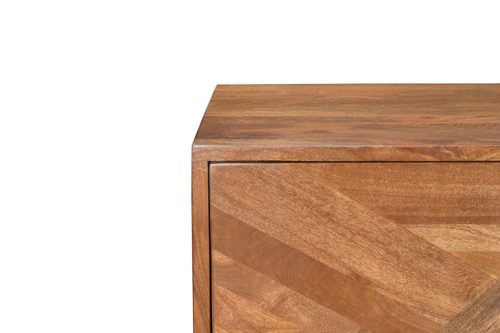 Brown Solid Wood Carved Geometric Sideboard with Four Doors - 82-inch