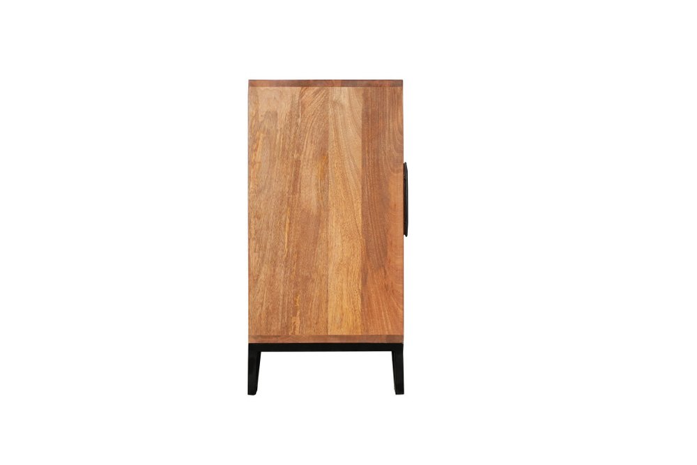 Brown Solid Wood Carved Geometric Sideboard with Four Doors - 82-inch