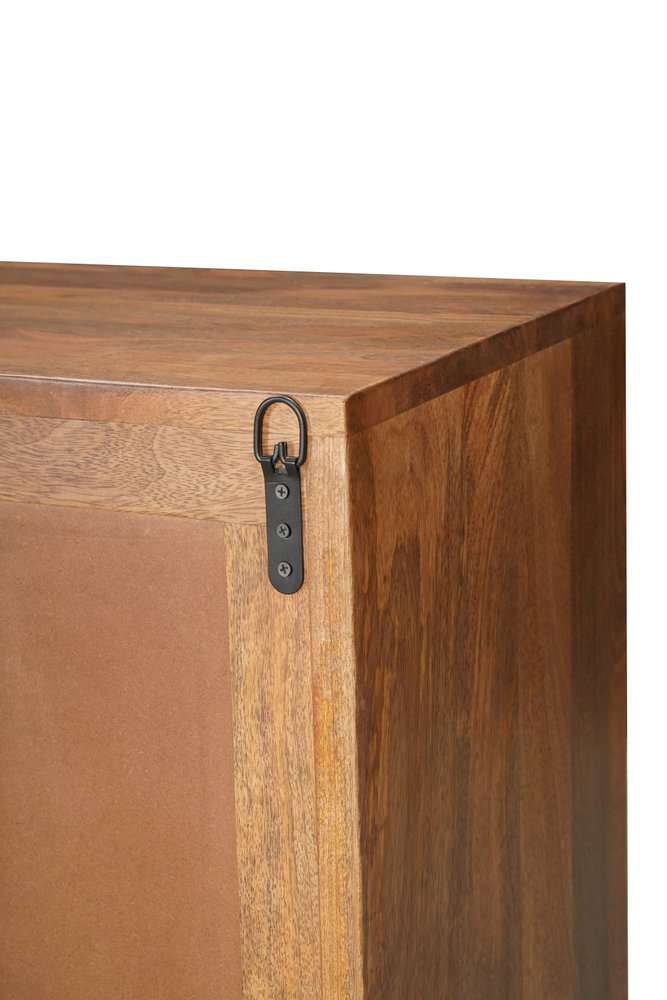 Brown Solid Wood Carved Geometric Sideboard with Four Doors - 82-inch