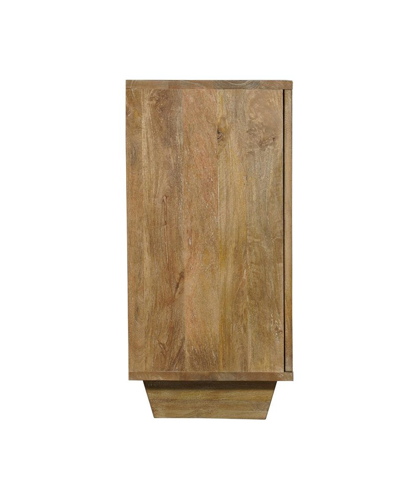 Brown Distressed Solid Wood Carved Floral Sideboard with Four Doors - 70-inch