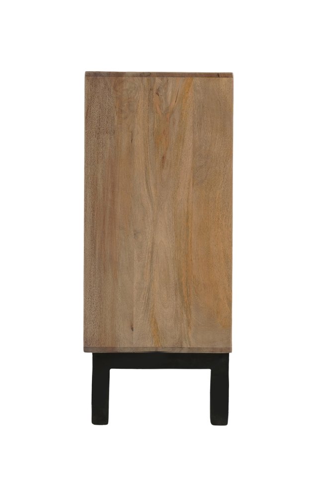 Brown Solid Wood Carved Geometric Sideboard with Four Doors - 80-inch