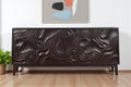 Dark Brown Solid Wood Carved Abstract Sideboard with Four Doors - 80-inch
