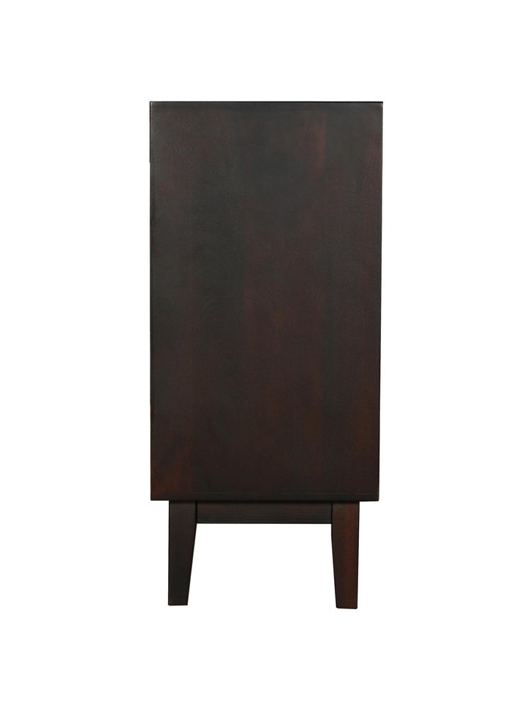 Dark Brown Solid Wood Carved Abstract Sideboard with Four Doors - 80-inch