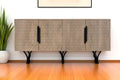 Beige Solid Wood Carved Geometric Sideboard with Four Doors - 84-inch