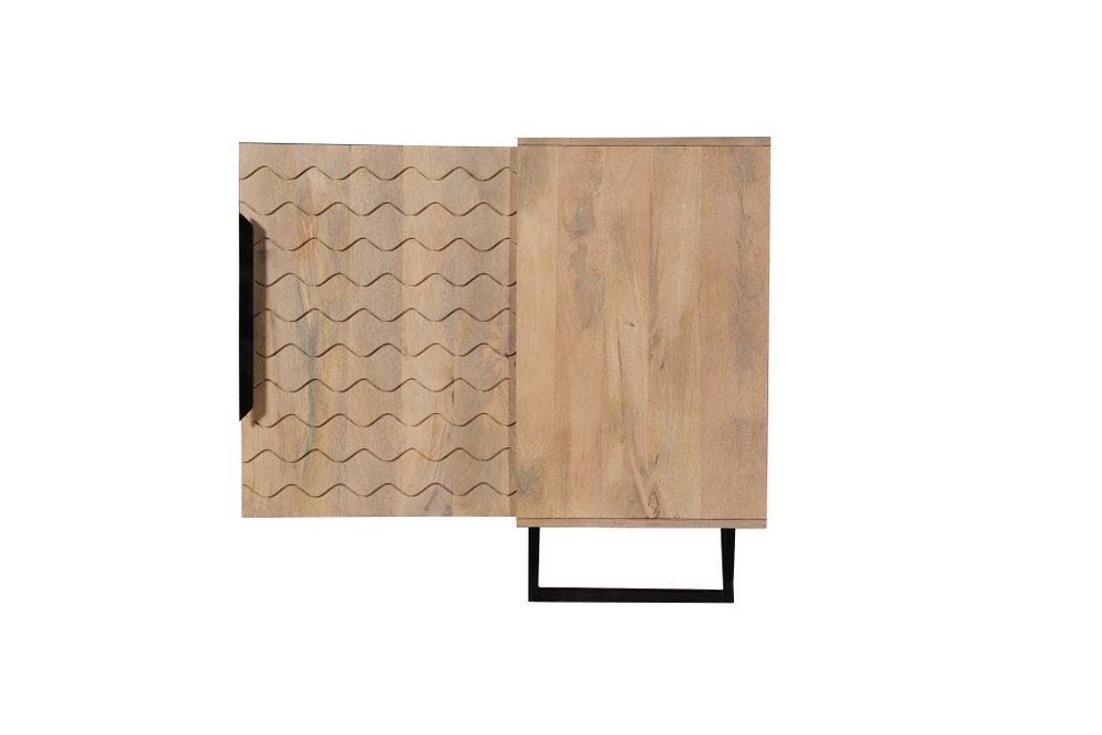 Beige Solid Wood Carved Geometric Sideboard with Four Doors - 84-inch