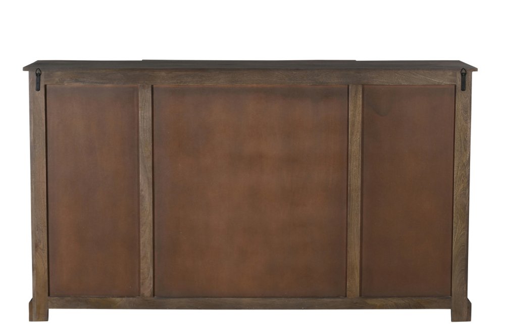 Dark Brown Solid Wood Carved Geometric Sideboard with Four Doors - 70-inch