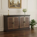 Dark Brown Solid Wood Shutter Style Sideboard with Four Doors - 72-inch