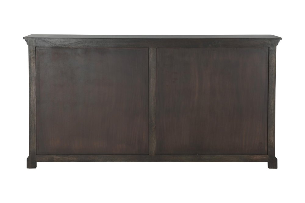 Dark Brown Solid Wood Shutter Style Sideboard with Four Doors - 72-inch