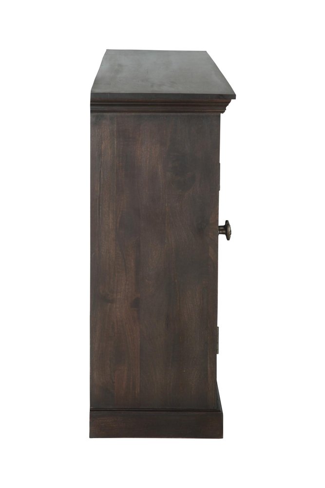 Dark Brown Solid Wood Shutter Style Sideboard with Four Doors - 72-inch