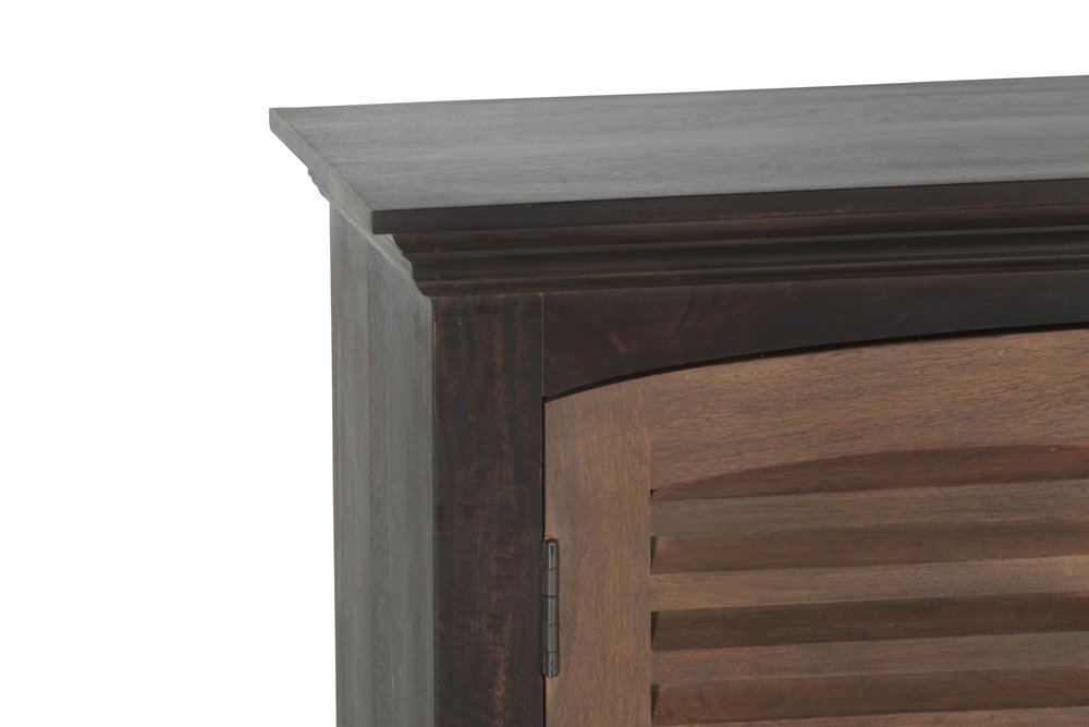 Dark Brown Solid Wood Shutter Style Sideboard with Four Doors - 72-inch